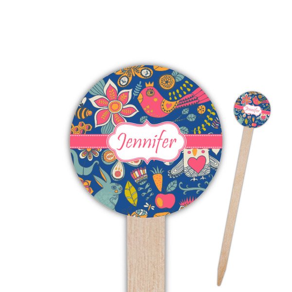 Custom Owl & Hedgehog Round Wooden Food Picks (Personalized)