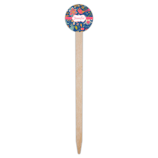 Owl & Hedgehog Wooden 6" Food Pick - Round - Single Pick