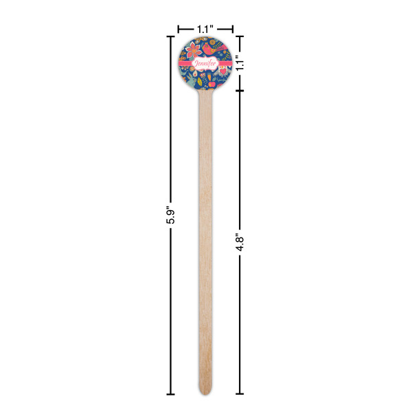 Owl & Hedgehog Wooden 6" Stir Stick - Round - Dimensions