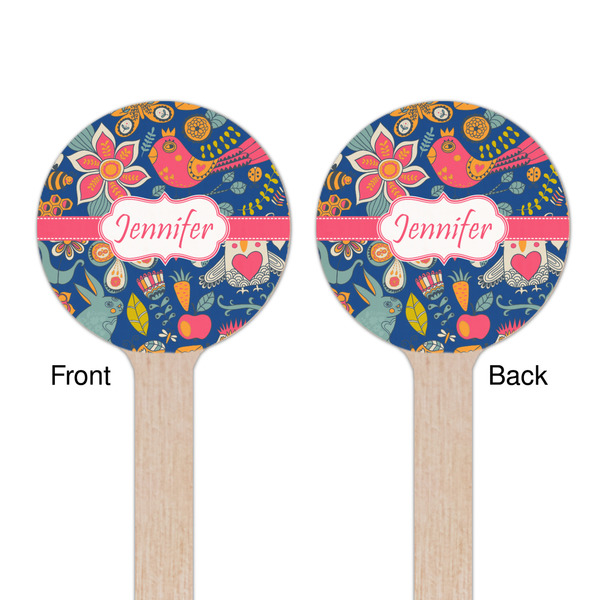Owl & Hedgehog Wooden 6" Stir Stick - Round - Double Sided - Front & Back