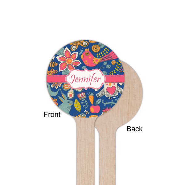 Owl & Hedgehog Wooden 6" Stir Stick - Round - Single Sided - Front & Back