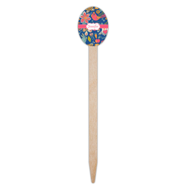 Owl & Hedgehog Wooden Food Pick - Oval - Single Pick