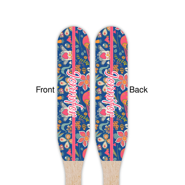 Owl & Hedgehog Wooden Food Pick - Paddle - Double Sided - Front & Back