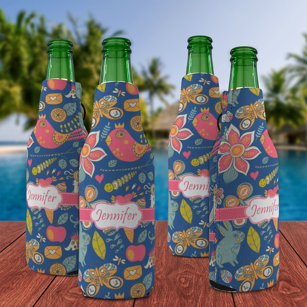 Owl & Hedgehog Zipper Bottle Cooler - Set of 4 - LIFESTYLE