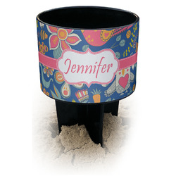 Owl & Hedgehog Black Beach Spiker Drink Holder (Personalized)