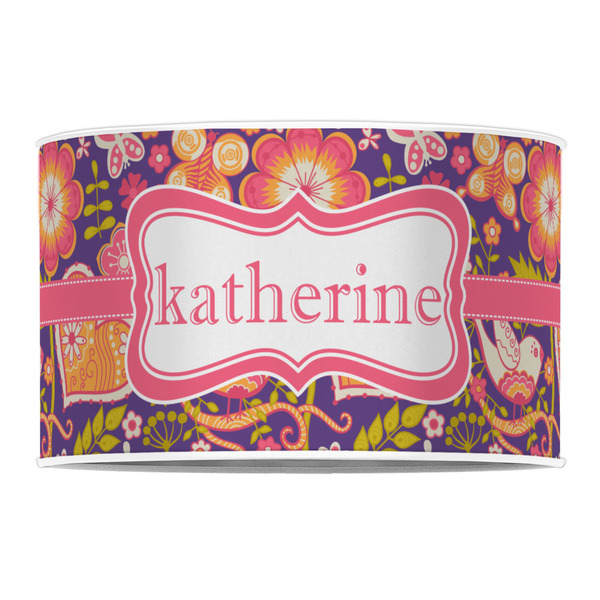 Birds & Hearts 12" Drum Lampshade - FRONT (Poly Film)