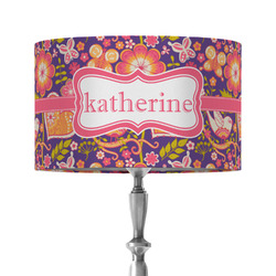 Birds & Hearts 12" Drum Lamp Shade - Fabric (Personalized)