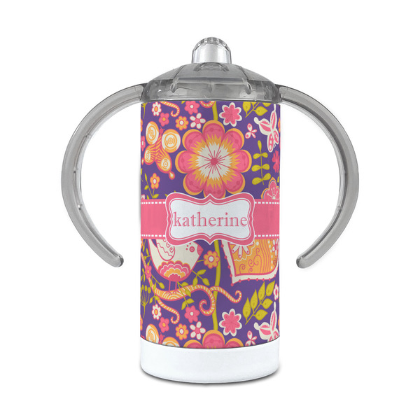 Custom Birds & Hearts 12 oz Stainless Steel Sippy Cup (Personalized)