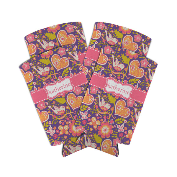 Custom Birds & Hearts Can Cooler (tall 12 oz) - Set of 4 (Personalized)