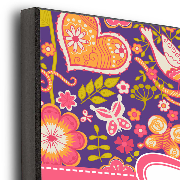 Birds & Hearts 12x12 Wood Print - Closeup