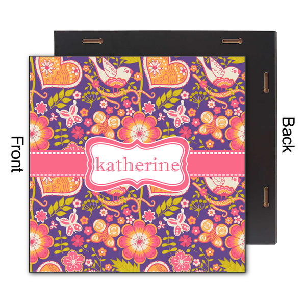 Birds & Hearts 12x12 Wood Print - Front & Back View