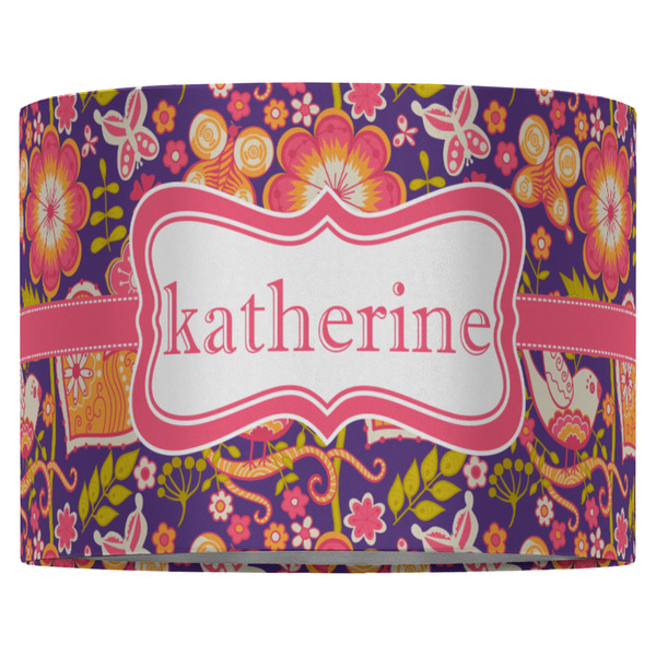 Birds & Hearts 16" Drum Lampshade - FRONT (Fabric)