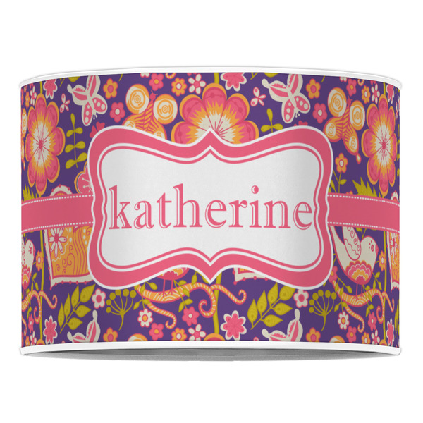 Birds & Hearts 16" Drum Lampshade - FRONT (Poly Film)