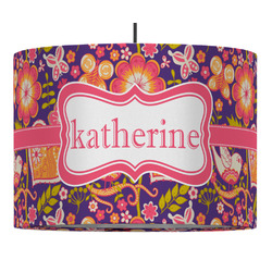 Birds & Hearts Drum Pendant Lamp (Personalized)