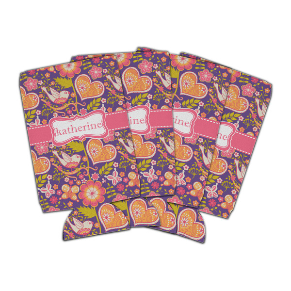 Custom Birds & Hearts Can Cooler (16 oz) - Set of 4 (Personalized)