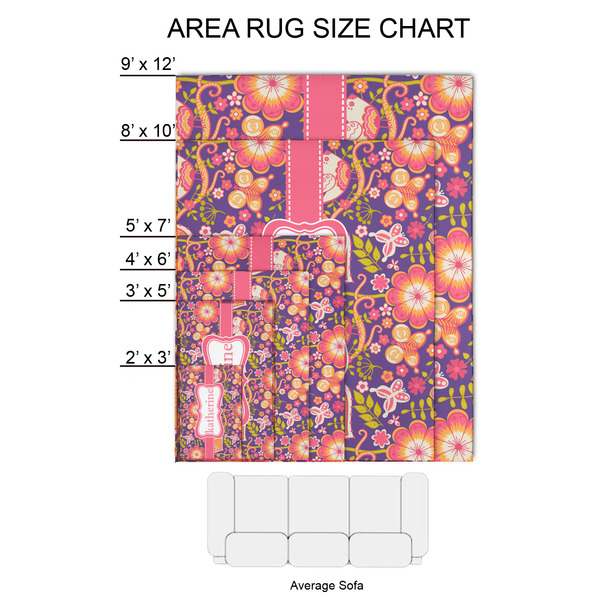 Birds & Hearts 2'x3' Indoor Area Rugs - Size Chart