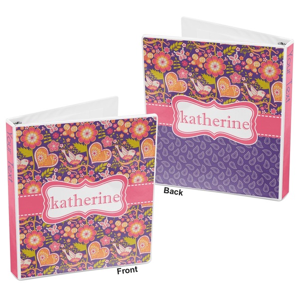 Birds & Hearts 3-Ring Binder Front and Back