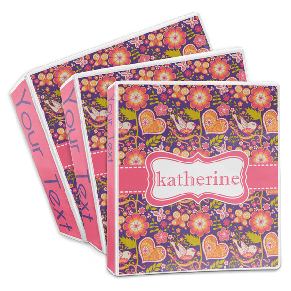 Custom Birds & Hearts 3-Ring Binder (Personalized)