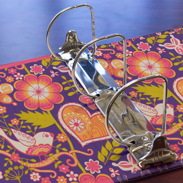 Birds & Hearts 3 Ring Binders - Full Wrap - 3" - DETAIL