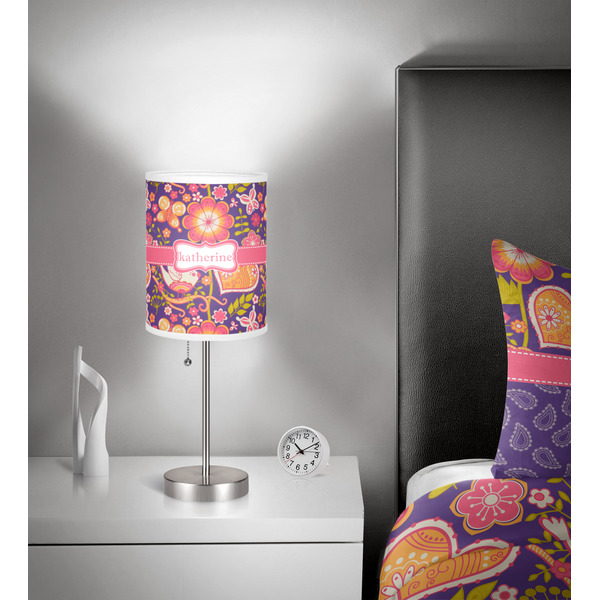Birds & Hearts 7 inch drum lamp shade - in room