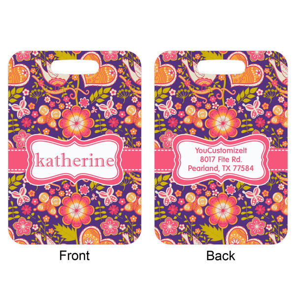 Birds & Hearts Aluminum Luggage Tag (Front + Back)