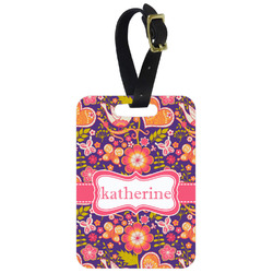 Birds & Hearts Metal Luggage Tag w/ Name or Text