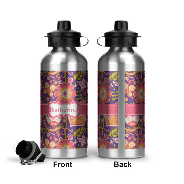 Birds & Hearts Aluminum Water Bottle - Front and Back
