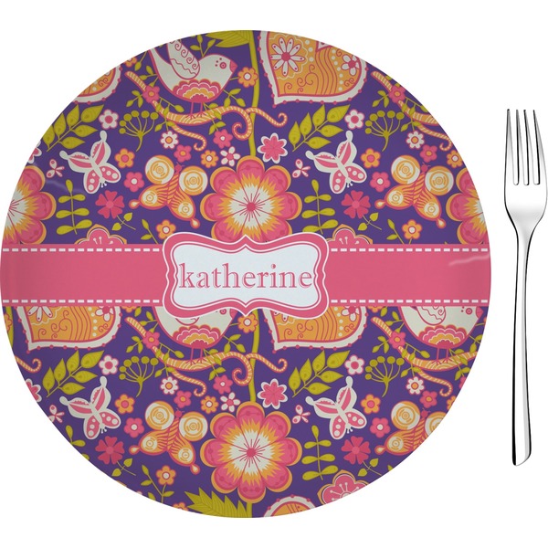 Custom Birds & Hearts 8" Glass Appetizer / Dessert Plates - Single or Set (Personalized)