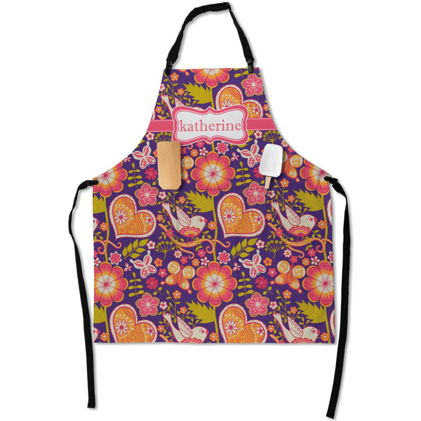 Custom Birds & Hearts Apron With Pockets w/ Name or Text