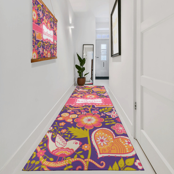 Birds & Hearts Area Rug Sizes - In Context (vertical)