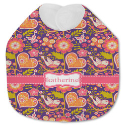 Birds & Hearts Jersey Knit Baby Bib w/ Name or Text