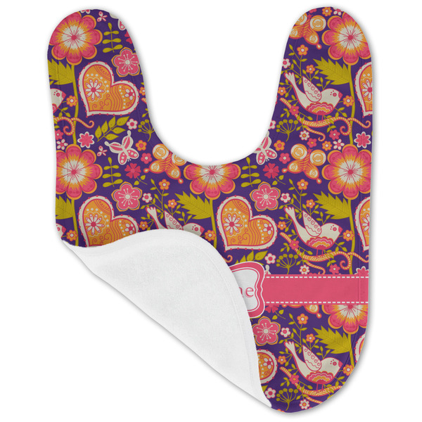 Birds & Hearts Baby Bib - AFT folded