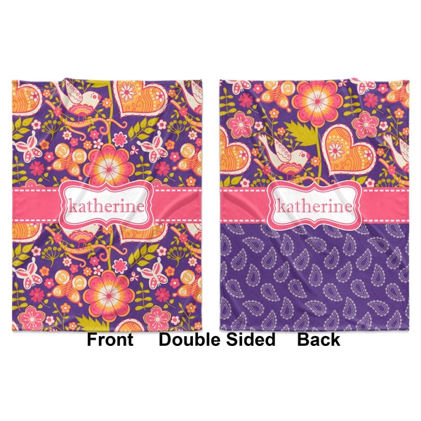 Birds & Hearts Baby Blanket (Double Sided - Printed Front and Back)