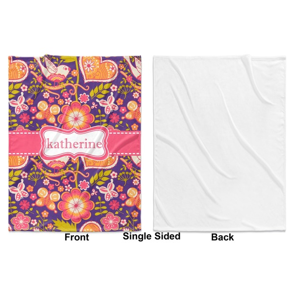 Birds & Hearts Baby Blanket (Single Side - Printed Front, White Back)