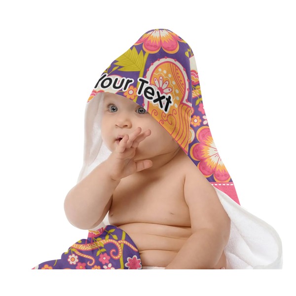 Birds & Hearts Baby Hooded Towel on Child