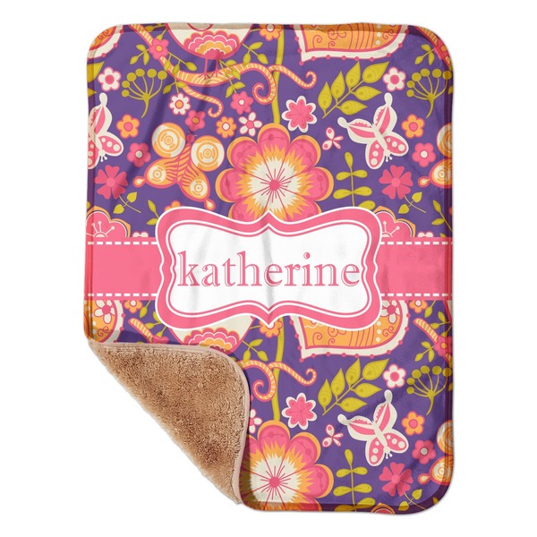 Custom Birds & Hearts Sherpa Baby Blanket - 30" x 40" w/ Name or Text