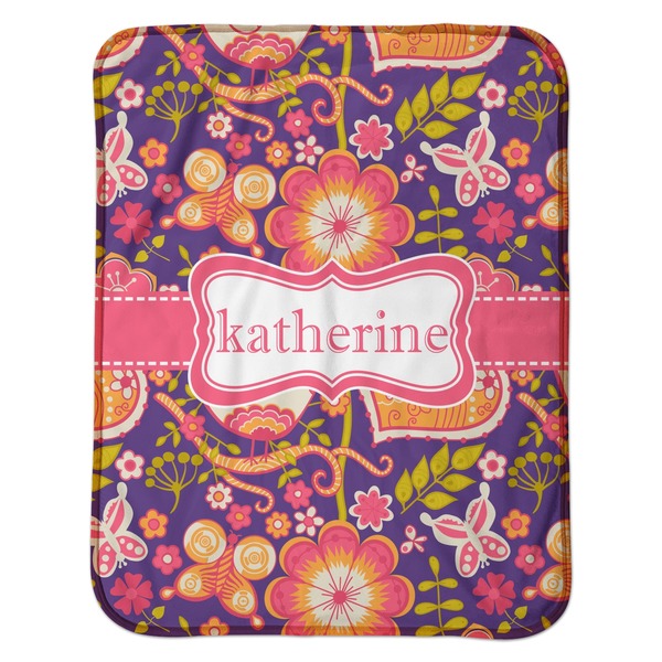 Birds & Hearts Baby Sherpa Blanket - Flat