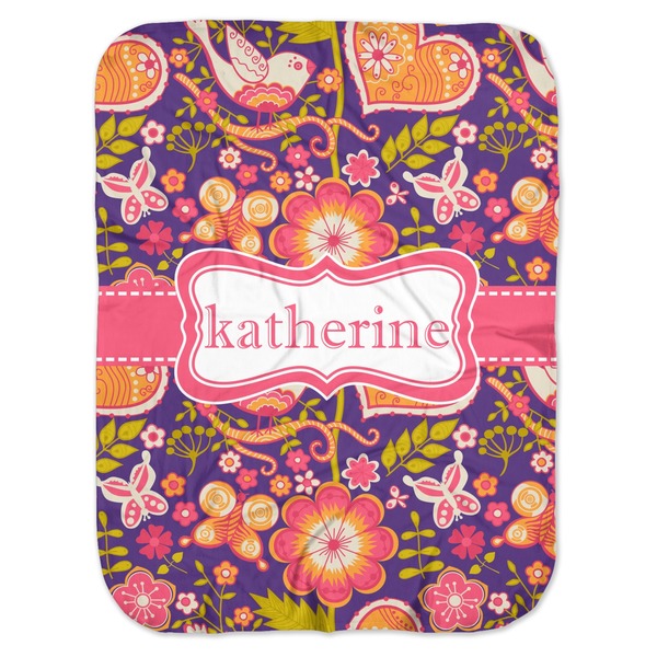 Custom Birds & Hearts Baby Swaddling Blanket (Personalized)