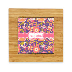 Birds & Hearts Bamboo Trivet with Ceramic Tile Insert (Personalized)