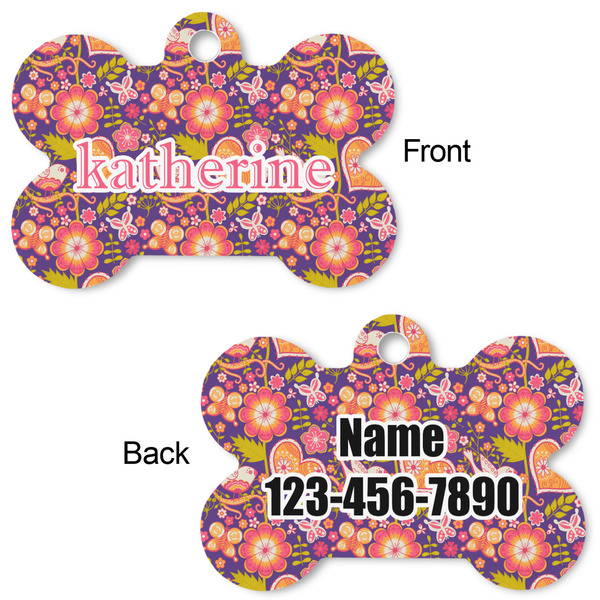Birds & Hearts Bone Shaped Dog ID Tag - Large - Approval