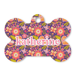 Birds & Hearts Bone Shaped Dog ID Tag (Personalized)