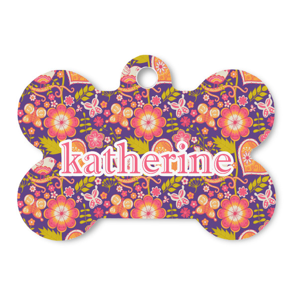 Custom Birds & Hearts Bone Shaped Dog ID Tag (Personalized)