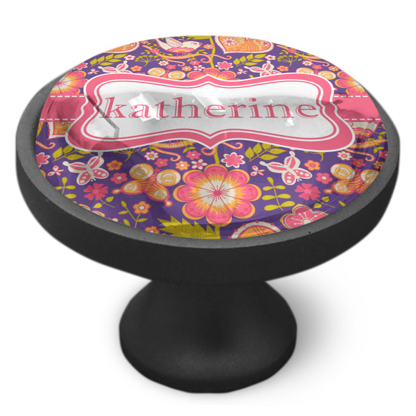 Birds & Hearts Cabinet Knob - Black - Side
