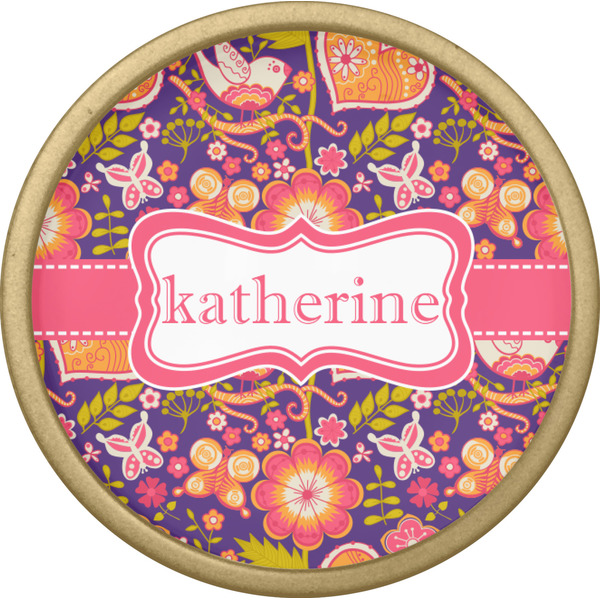 Birds & Hearts Cabinet Knob - Gold - Front