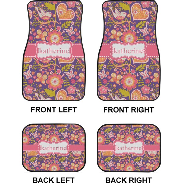 Birds & Hearts Car Floor Mats Set (2F + 2B)