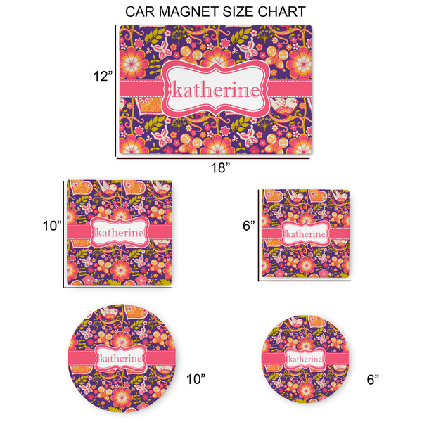 Birds & Hearts Car Magnets - SIZE CHART