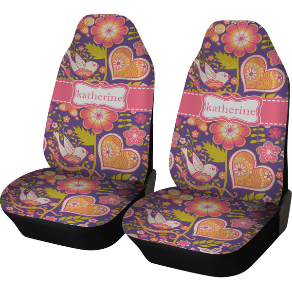 Custom Birds & Hearts Car Seat Covers (Set of Two) (Personalized)