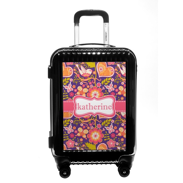 Custom Birds & Hearts Carry On Hard Shell Suitcase (Personalized)