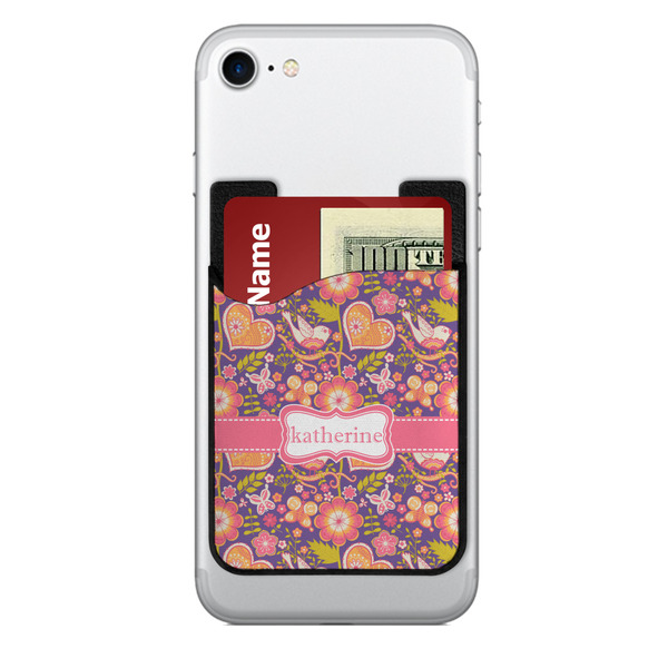Custom Birds & Hearts 2-in-1 Cell Phone Credit Card Holder & Screen Cleaner (Personalized)