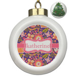 Birds & Hearts Ceramic Ball Ornament - Christmas Tree (Personalized)
